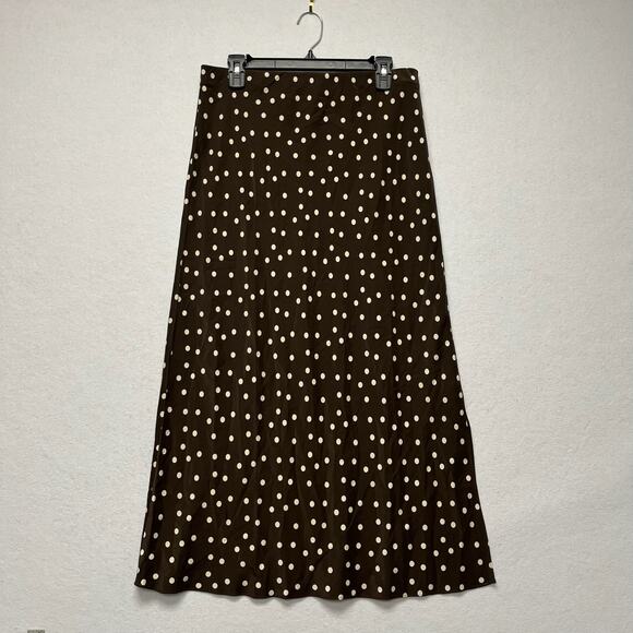 AYR Slip Silk Luxe Silky Charmeuse Delicate Twee Indie Polka Dot Skirt Large - Picture 1 of 8